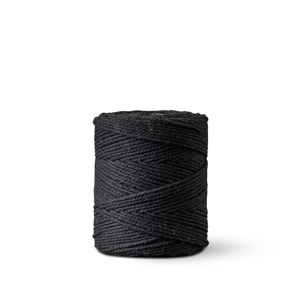 Macrame rope 1mm – black – 65m – double-twisted recycled cotton