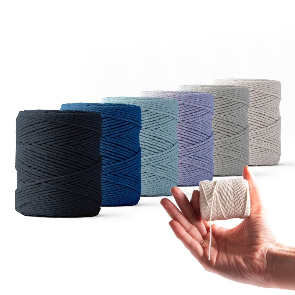 Macrame rope 1mm – winter colors – 6 x 65m – double-twisted recycled cotton