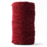 Macrame rope 3mm – burgundy speckled gold – 120m – double-twisted recycled cotton