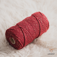 Macrame rope 3mm – burgundy speckled gold – 120m – double-twisted recycled cotton