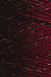 Macrame rope 3mm – burgundy speckled gold – 120m – double-twisted recycled cotton