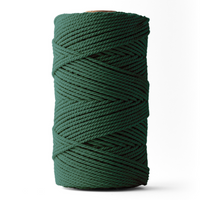 Macrame rope 3mm – green velvet – 120m – double-twisted recycled cotton