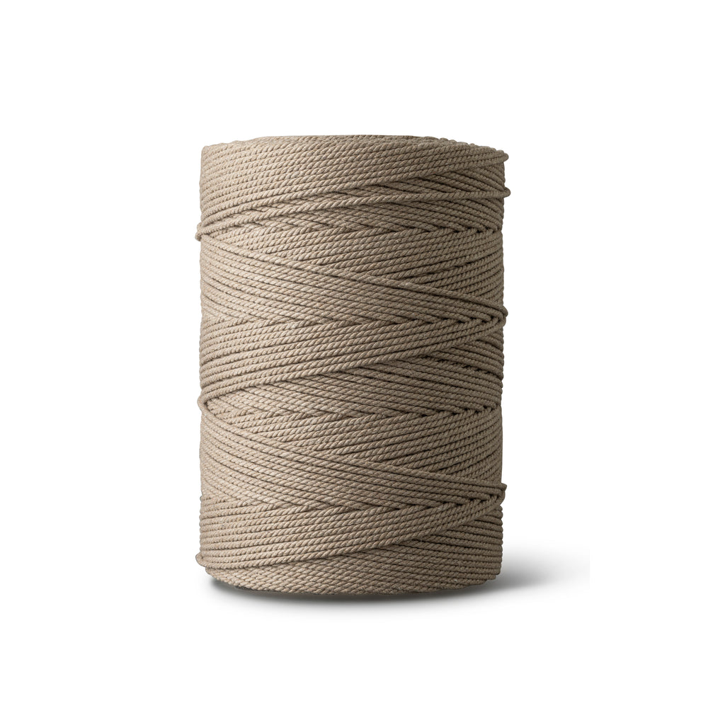Macrame rope 3mm – brown – 500m – double-twisted recycled cotton