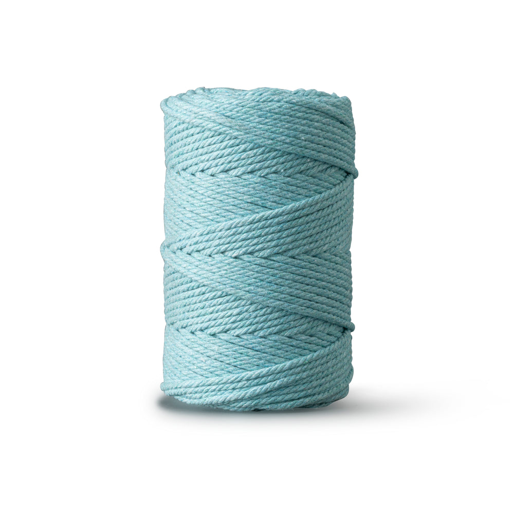 Macrame rope 2mm – azure blue – 70m – double-twisted recycled cotton