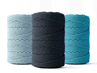 Macrame rope 2mm – azure blue – 70m – double-twisted recycled cotton