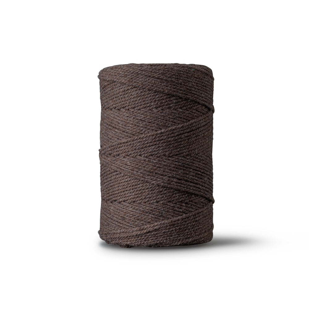 Macrame rope 2mm – chocolate brown – 70m – double-twisted recycled cotton