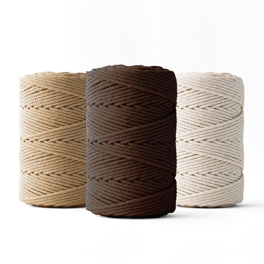 Macrame rope 2mm – chocolate brown – 70m – double-twisted recycled cotton