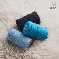 Macrame rope 2mm – set of 3 colors dark blue/light blue/turquoise – 70m