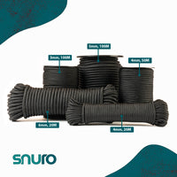 Nylon rope 4mm – black – 50m – braided polyamide cord