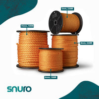Twisted polypropylene rope 6 mm – 100 meters – orange – on reel
