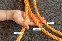 Twisted polypropylene rope 16 mm – 20 meters – orange – on mini roll