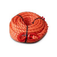 Polypropylene rope 20mm – orange – 25m – with end splice &amp; swivel safety hook