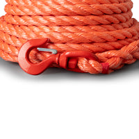 Polypropylene rope 20mm – orange – 25m – with end splice &amp; swivel safety hook